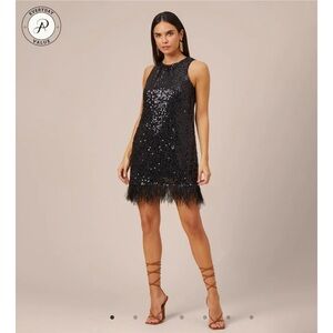 NWT Aiden Mattox Sequin Trapeze Halter Dress